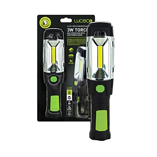 Luceco Lampada Da Lavoro 3W, Ricaricabile 300 Lumen Lampade Di Ispezione, Lampade Portatile Con Base Magnetica, Per Campeggio, Auto, Garage