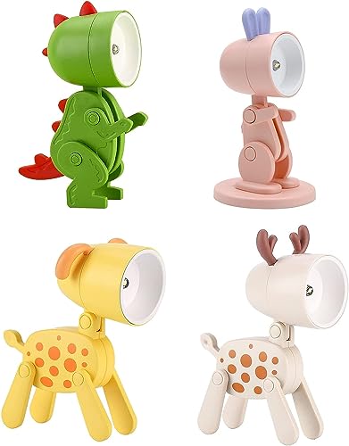 Hengbird Luce Notturna Bambini, Bambina Regalo Battesimo, 4 Pezzi Lampada Notte Animali Carino, Accessori Camera Da Letto Ragazzi, Led Luci Notturne P