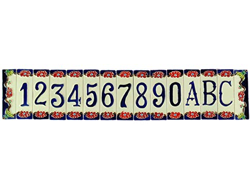 Numeri Civici In Ceramica,Numero Civico Ceramica Con Fiori,Oggetto In Ceramica Da Esterno Colorati A Mano Nfp Misure:Numeri H 11,3Cm,L 3,7Cm,Spessore
