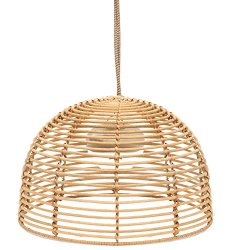 Bossa-Lampada A Sospensione Per Esterni A Led, In Rattan, 3 Intensità, Ricaricabile, Diametro: 35 Cm, Colore: Naturale