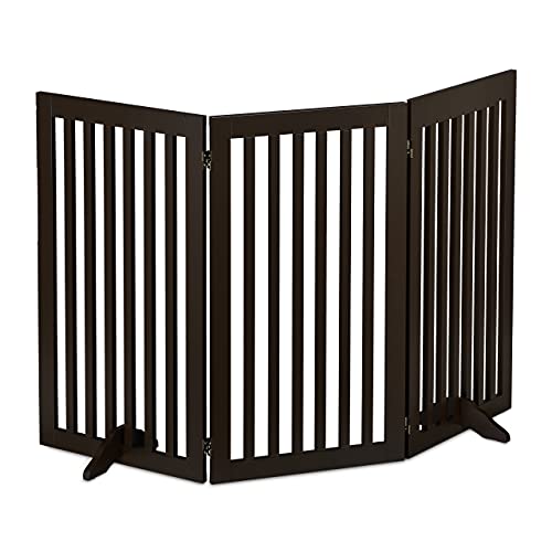 Relaxdays Cancelletto Per Bambini, Barriera Per Cani E Neonati, Recinzione Per Scale Cancellino Hxl 92 X 154 Cm, Marrone, Mdf, 1 Pz