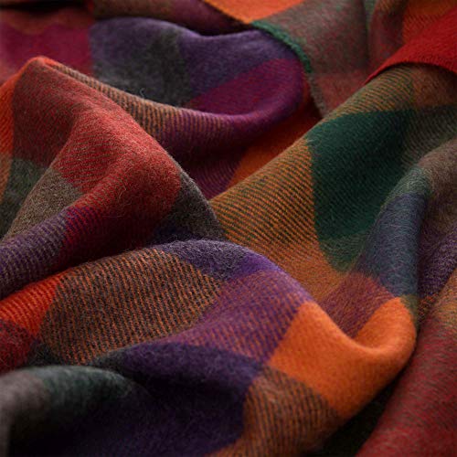 Lorenzo Cana - Coperta Di Lusso In Alpaca Al 100% Lana Di Alpaca, Soffice Coperta Morbida, A Quadri, Colore: Rosso/Arancione E Verde, Coperta Per Diva