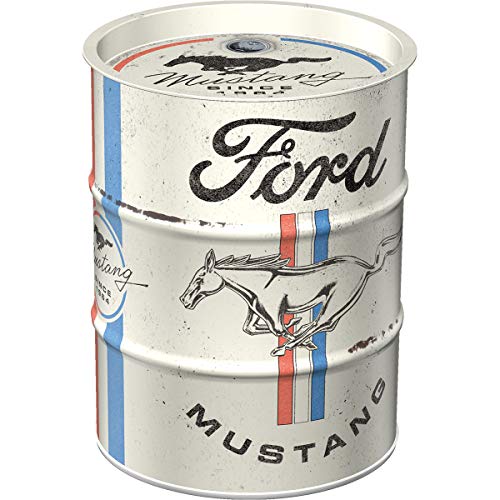 Nostalgic-Art Salvadanaio Retrò 600 Ml Ford Mustang – Horse & Stripes Logo – Idea Regalo Per Gli Appassionati Di Accessori Ford, Salvadanaio In Metall