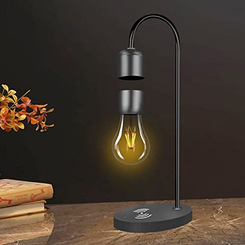 Floatidea Magnetic Levitating Light Bulb Black Floating Levitation Lamp Table Led Night Light Bedroom Decor Desk Toys Office Gift Home Decoration With