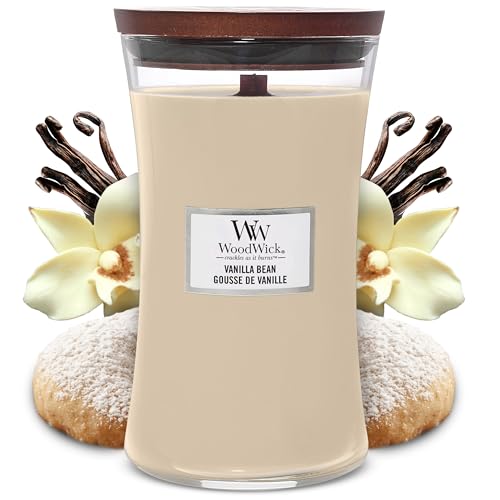 Woodwick Candela Grande Profumata Con Stoppino Scoppiettante | Bacca Di Vaniglia (Vanilla Bean) | Durata Fino A 130 Ore