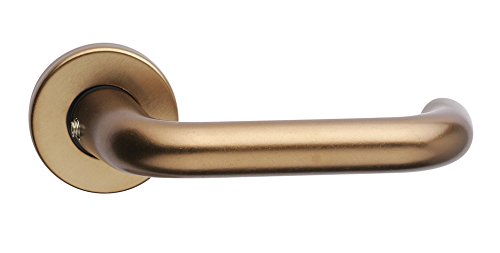 Home System Maniglia Per Porta Interna Alluminio Bronzato Con Rosetta Serie Tubolare