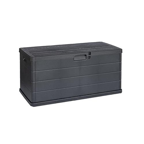 Maury'S Baule Cassapanca 340 Litri Hardwood Effetto Legno Da Esterno: Ampio Spazio Di Stoccaggio, In Resina Antracite, Dimensioni 118X59X57 Cm