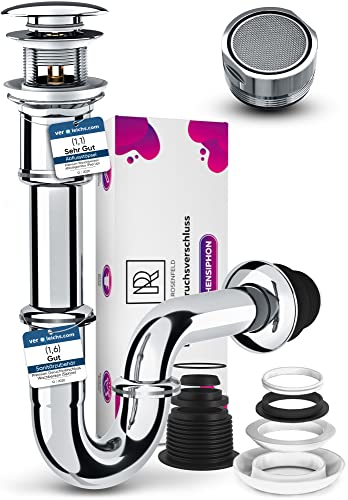 Sifone Tubolare Lavandino In Ottone Con Tappo Piletta Click Clack Con Troppopieno E Aeratore Per Rubinetto M24 - Tutto In Dotazione