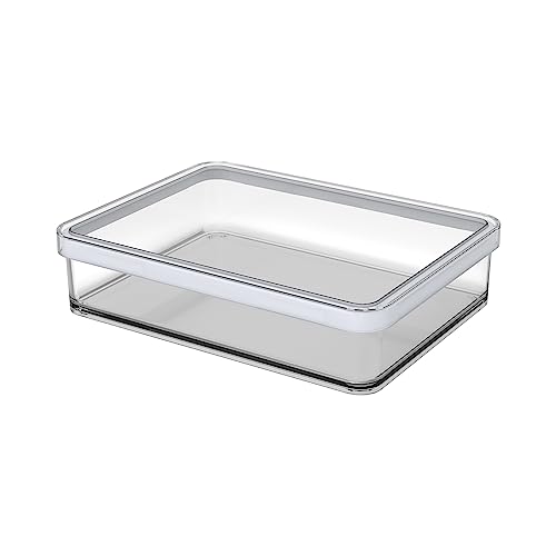 Rotho Loft Contenitore Rettangolare Con Coperchio E Guarnizione, Plastica (San) Senza Bpa, Trasparente/Bianco, 1 L, 20.0 X 15.0 X 4.8 Cm