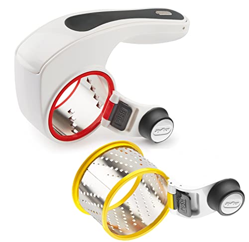 Zyliss E900011 Grattugia Manuale Rotativa Formaggi Tutti, Plastica, Acciaio Inossidabile, Bianco, Grigio, Per Grattugiare Formaggio, Verdure, Cioccola