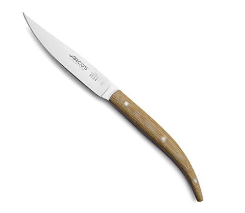Arcos Coltelleria Da Tavola, Coltello Bistecca Coltello Tavola, Lama Acciaio Inossidabile Nitrum 110 Mm, Manico Micarta, Colore Marrone