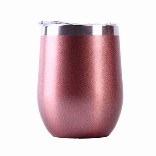 Gtell - Bicchieri Da Vino Senza Stelo, Con Coperchio, A Doppia Parete, Isolati, Ideali Per Vino, Caffè, Bevande, Champagne, Cocktail
