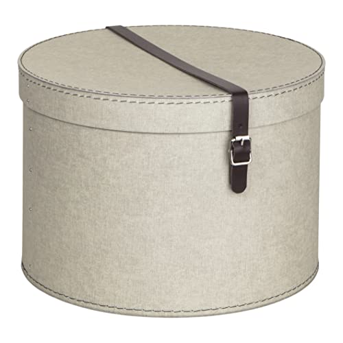 Bigso Box Of Sweden Scatole Porta Vestiti Con Coperchio – Contenitori Per Vestiti Con Cinturino In Pelle – Set Da 2 Diverse Scatole Rotonde Con Coperc