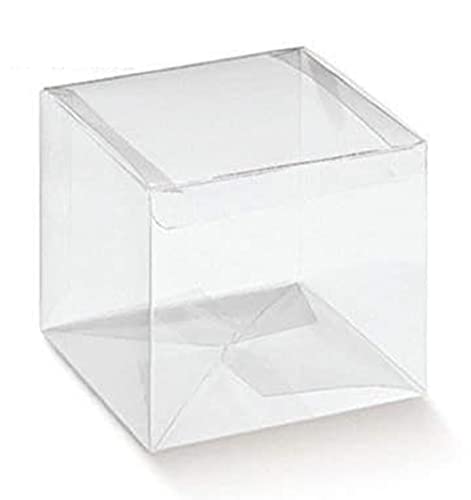 20 Pezzi Scatola Scatto Bomboniera Pvc Trasparente 15X15X15 Cm | Scatole In Pvc Italiano Montaggio Semplice | Usate Un Fondino Se Volete Che Siano Piu