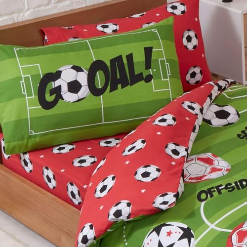 Price Right Home Calcio Rosso Lenzuolo E Federa Singolo