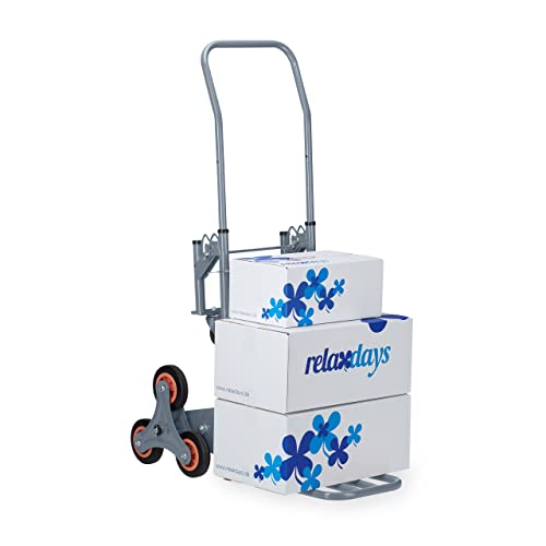 Relaxdays Carrello Portapacchi Per Scale, Carrellino Da Trasporto Trolley Saliscale Capacità Di Carico 50/150 Kg, Grigio