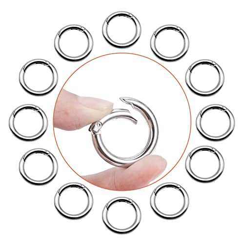 Moschettone Rotondo,12 Pack Ganci A Scatto Clip Scatto Molla Rotonda Argento Moschettoni Primavera Rotondo Clip Gancio Fibbia Portachiavi O Per Borset