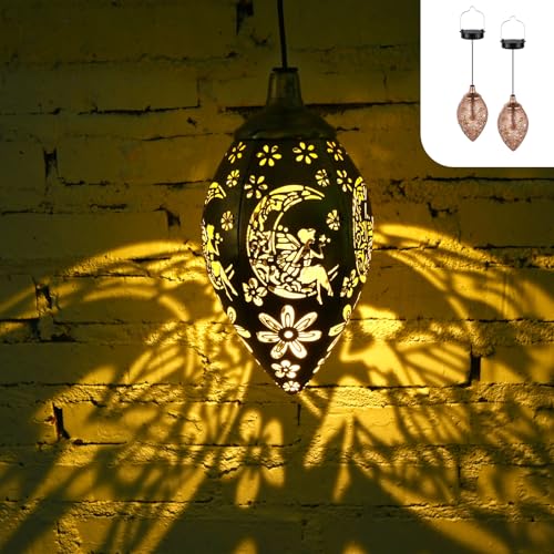 Zwoos Set Di 2 Lampade Solari Per Esterni, Luci Solari Per Decorazione Da Giardino, Impermeabili, Per Balcone, Terrazza – Progetto Bellissimo Motivo (