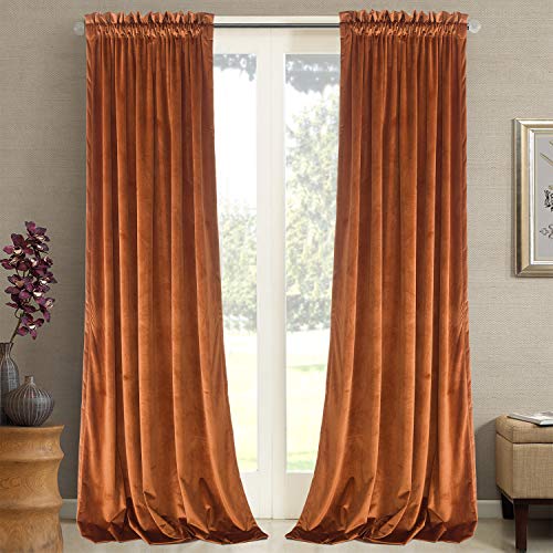 Roslynwood Tende In Velluto Arancione Per La Casa, 244 Cm, Resistenti, Ad Alta Efficienza Energetica, Oscuranti, Con Tasca Per Asta, Set Di Copertura