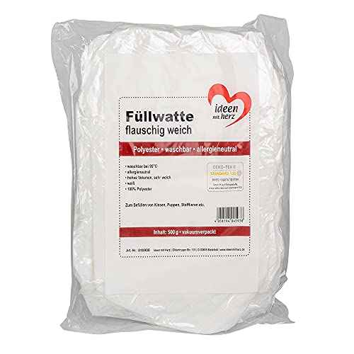 Ideen Mit Herz Morbido Ovatta Per Peluche, Cuscini, Ecc. | Bianco, Lavabile, Certificato Oeko-Tex, 0,5 Kg.
