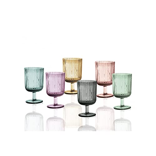 Brandani - Plisse Set 6 Pezzi Calici Vetro Colorati Assortiti 250 Ml 51069