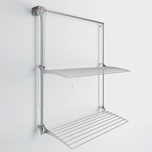 Foxydry Wall Plus, Stendibiancheria Da Parete, Stendino Da Muro Verticale, Stendino A Scomparsa Richiudibile Da Interno E Esterno (Standard, 120)