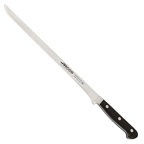 Arcos Serie Clasica, Coltello Prosciutto, Acciaio Inossidabile Forgiato Nitrum 300 Mm, Manico Polioxymetilene (Pom), Colore Nero