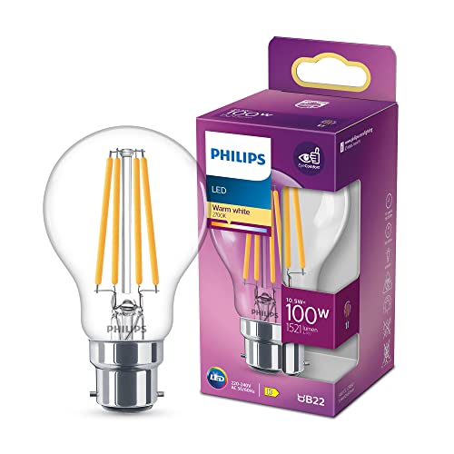 Philips Lampadina Led Goccia Filamento, Equivalente A 100W, Attacco B22, Luce Bianca Calda, Non Dimmerabile