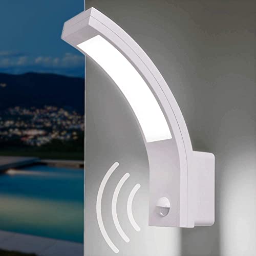 Adviti Piryt Moderno Faretto Led Da Esterno Alimentato Con Sensore Da Tramonto All'Alba E Rilevatore Di Movimento 800M 4000K Ip54 (Bianco)