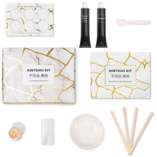 Laffair Kit Di Riparazione Kintsugi – Riparazione Ciotole In Ceramica Con Colla In Resina In Polvere Dorata, Porta Arte Giapponese A Casa Tua