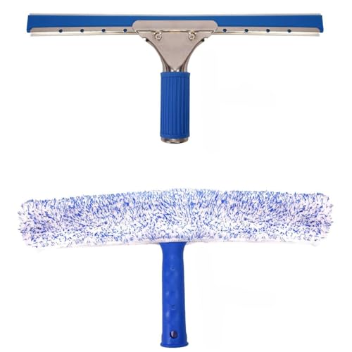 Trixes Window Cleaning Kit - Seccatoio E Microfibra Window Cleaner - Car Kit Di Pulizia - 2-In-1 Combi Non Consecutive Vetro Scrubber E Gomma Wiper - 