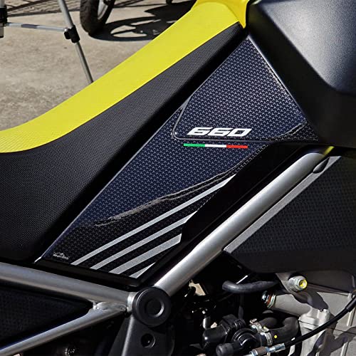 Resin Bike Adesivi Moto Compatibile Con Aprilia Tuareg 660 2022 Acid Gold E Martian Red. Protezioni Laterali Serbatoio Da Urti E Graffi. Coppia Adesiv