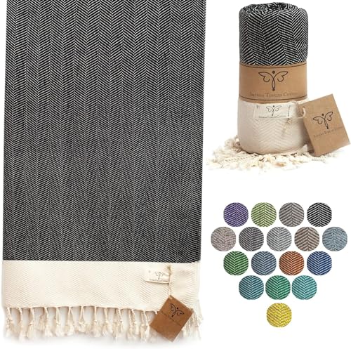 Smyrna Turkish Cotton - Telo Mare Turco Originale Della Serie Herringbone | Cotone, Prelavato, 94 X 180 Cm | Telo Da Bagno Turco E Peshtemal Per Spa,