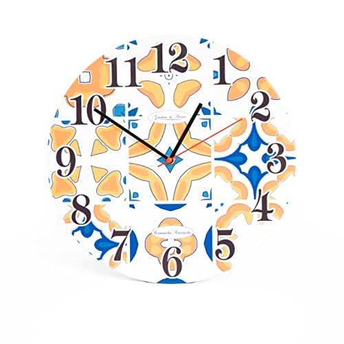 Giardini Di Marzo Orologio Da Parete Moderno O Da Appoggio Design Azulejos Maiolica In Ceramica Ø 30 Cm