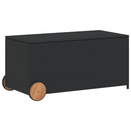 Vidaxl Contenitore Da Giardino Con Ruote Nero 190L In Polyrattan