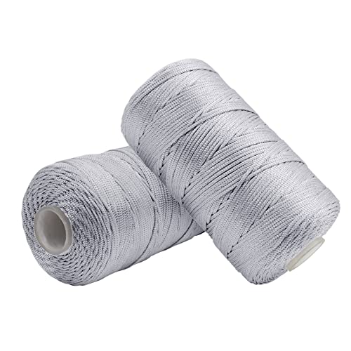Uiopa Filo Macrame 1,5Mm X 400M, Corda Macrame In Nylon Cordino Per Borse Uncinetto, Macramè Filo Grigio Chiaro Per Ferri E Uncinetto, Fai Da Te, Deco