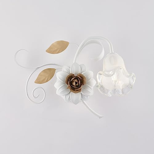 Applique Arte Povera Cesto Bianco E Oro 1 Luce E14