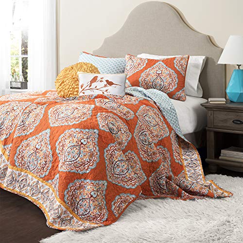 Lush Decor Set Copripiumino Harley Da 5 Pezzi, Per Letto King Size, Colore: Mandarino, Microfibra