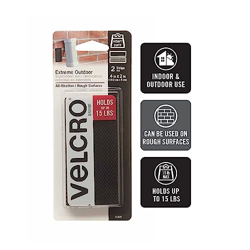 Velcro (R) Brand Velcro Fasteners (R) Brand Extreme Industrial Strength Fasteners Nero, Acrilico, Multicolore, Confezione Da 1 (2 Strisce)