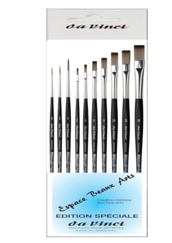 Da Vinci Serie 373 (3373), Set 3 Pennelli Sintetici, 0,2,4 E Da Vinci Serie 374 (3374) Piatto Sintetico, 2,4,6,8,10,12,16