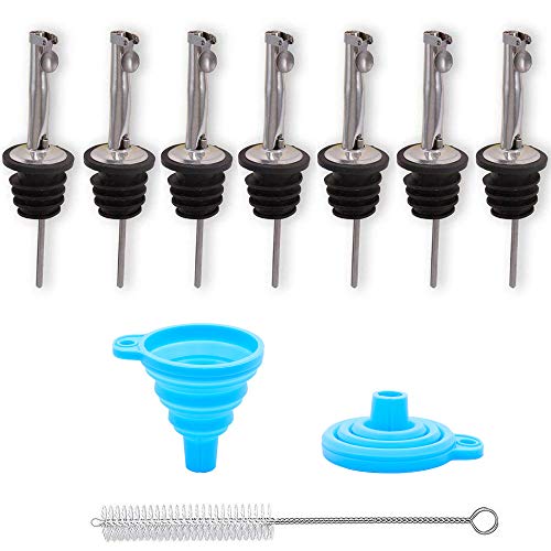 Legerm Acciaio Inox Freeflow Beccuccio Versatori Con Patta - Perfetto Per Bar, Spirito, Vino, Sciroppi E Bottiglie D'Olio 7 Pezzi
