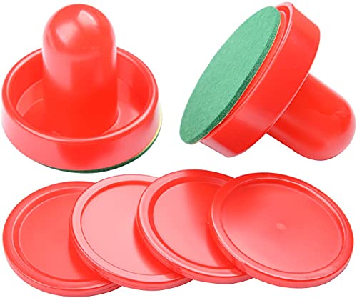 Hockey Su Ghiaccio Pusher Pucks Set, Air Hockey Pusher & Pucks Sostituzione Per Tavoli Da Gioco(Rosso)