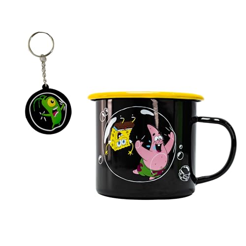 Spongebob Squarepants Tazza Portachiavi, Spongebob E Patrick Con Le Bolle, Merchandising Ufficiale