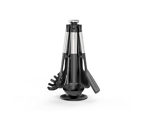 Joseph Joseph Elevate Set Di 5 Utensili Cucina, Accessori In Silicone, Mestoli, Cucchiai, Spatola, Senza Bpa, Antiaderenti, Resistenti Al Calore, Mani