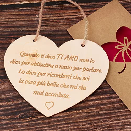 Targa In Legno Amore Cuore Targhetta Ti Amo Porta Biglietti Auguri Regalo Per Ragazza Lei Fidanzata Decorazione Per Matrimonio Anniversario Natale Cas
