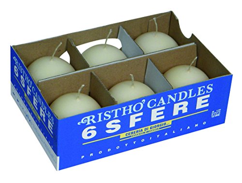 Cereria Di Giorgio Risthò Candele Sfera, Cera Di Paraffina, Panna, 6 Cm, 6 Unità