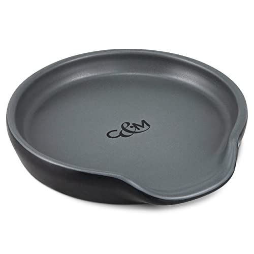 Cole & Mason H822141 Duxford Cucchiaio Riposo, Ceramica, Nero, Grigio, 20Mm X 105Mm, Porta Per Cucchiaio, Utensili Da Cucina
