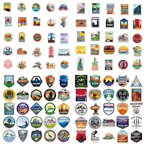 100 Adesivi Per Le Attrazioni Del Mondo, Adesivi Per Carte Di Viaggio, Aree Urbane Di Paesi Famosi Del Mondo Vintage Per Skateboard, Laptop, Bagagli,