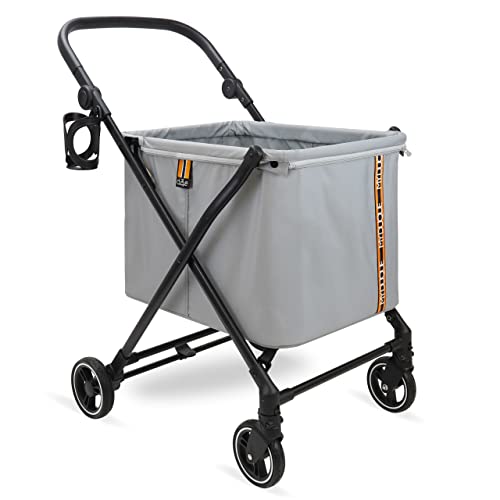 My Duque Max Shopping Caddy, Carrello Per La Spesa, Pieghevole, Con 4 Ruote, Sospensioni, Regolazione Dell'Altezza, Freno A Pedale, Portabibite E Desi