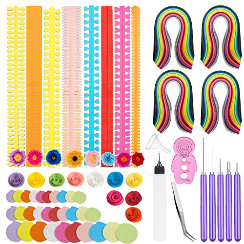 Woohome 1040 Strisce 3Mm Carta Quilling Pape Kit, 110 Strisce Fiori Di Carta Paper Quilling, Quilling Carta Fiore Craft Kit Quilling Strisce Di Carta 